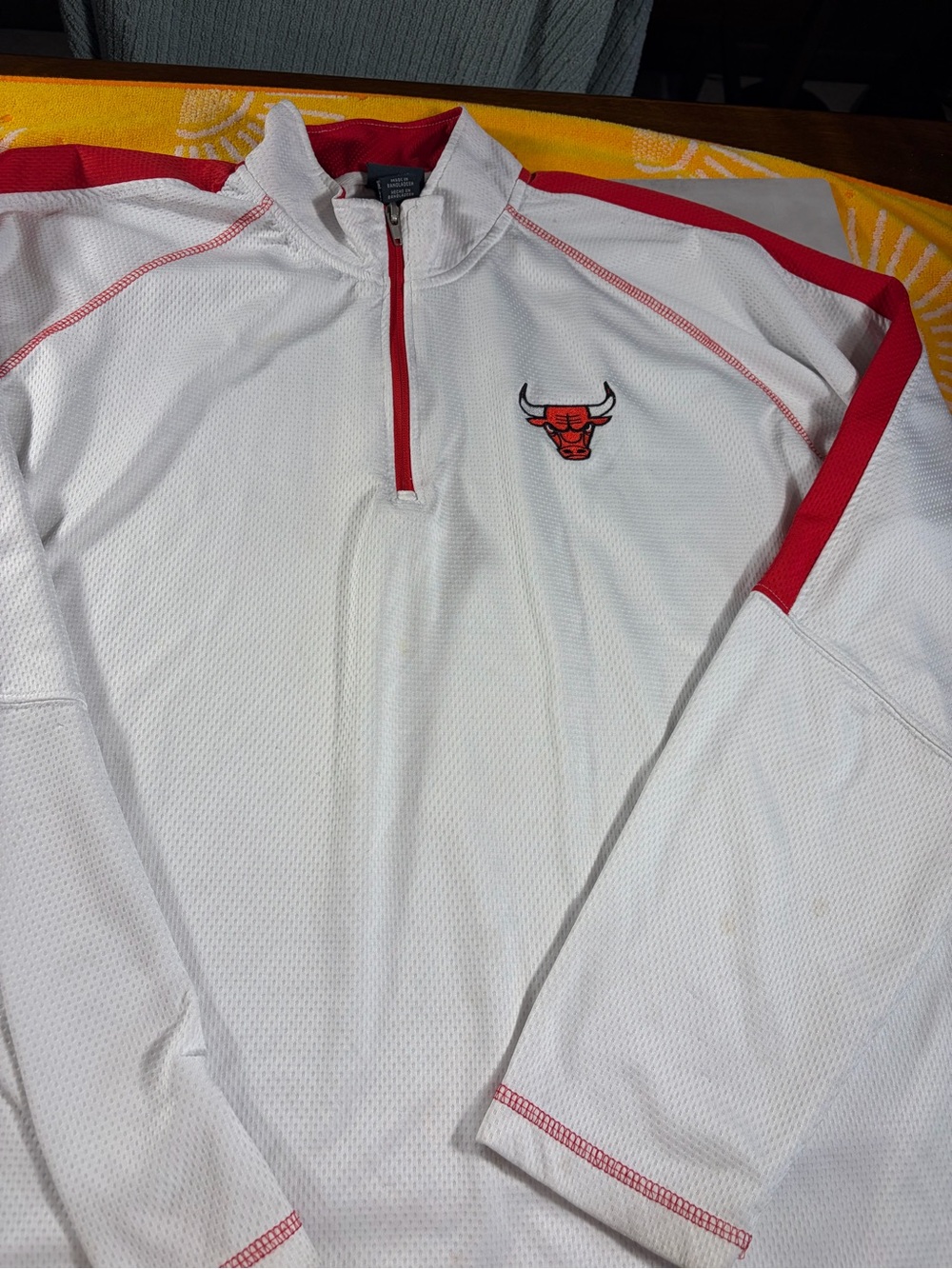 Mens Chicago Bulls 1/4 Zip Pullover Long Sleeves White NBA Ultra Game size 2XL